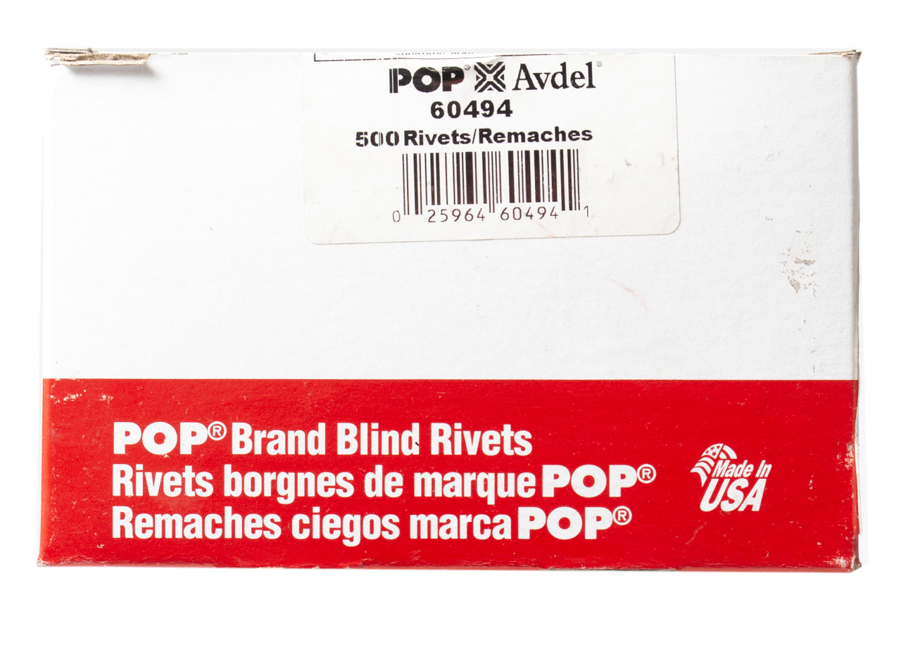 POP Avdel 60494 Blind Aluminum Rivet 3/16" Diameter 1/2"-5/8" Grip Range 500 pcs