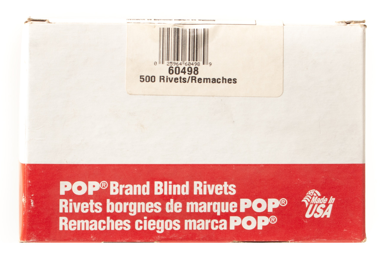 POP Avdel 60498 Blind Aluminum Rivet 1/4" Diameter 1/16"-1/4" Grip Range 500 pcs
