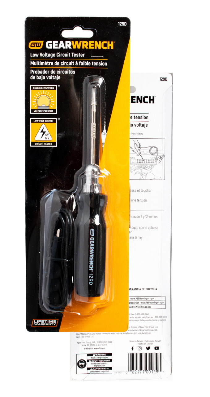 Apex Tool Group GearWrench 6/12 Volt Low Voltage Circuit Tester Part Number 129D