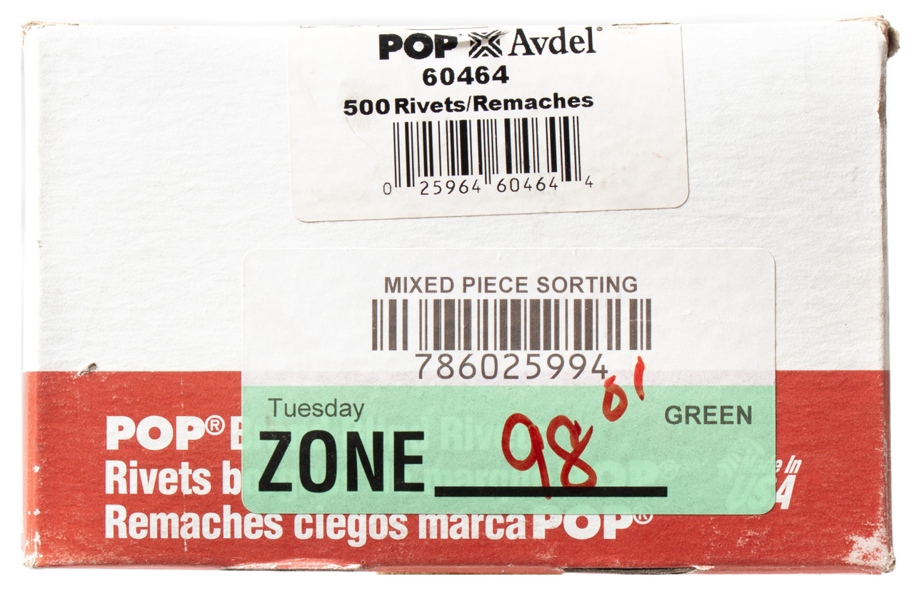 POP Avdel Aluminum Blind Rivets 500 Pc 3/16" Diameter 1/8"-1/4" Grip Range 60464