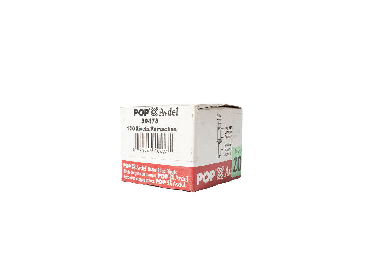 Pop Avdel Aluminum Rivet 100x 1/8" Diameter 3/16"-1/4" Grip Range Model ID 59478