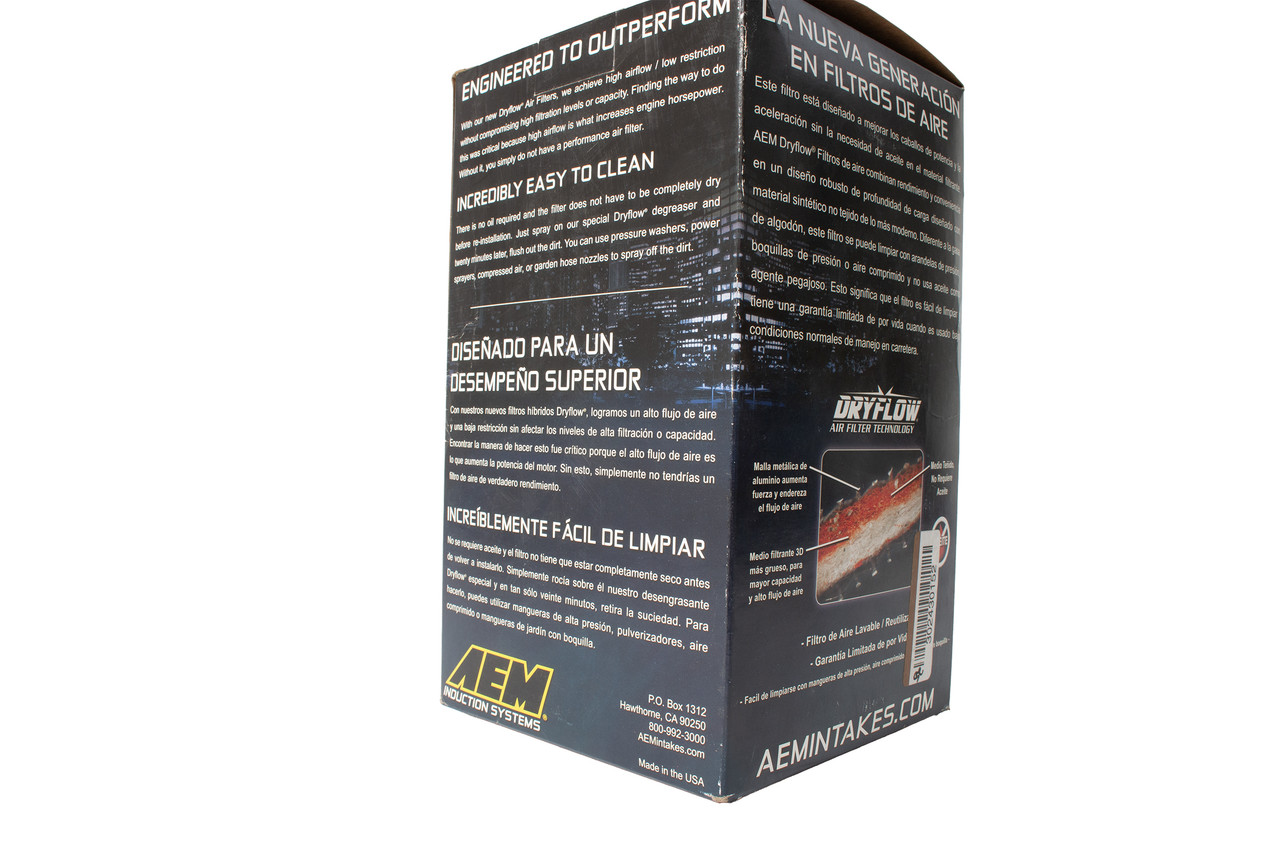 AEM Dryflow Universal High Air Flow Air Filter Reusable Cleanable Part 21-2059DK