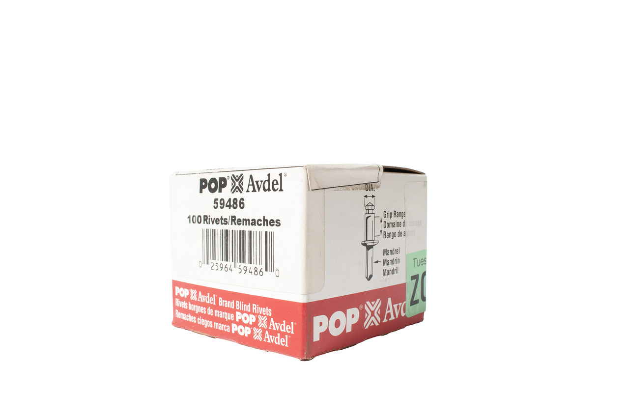 POP Avdel Aluminum Blind Rivets 100pcs 5/32" Diameter 3/8"-1/2" Grip Range 59486