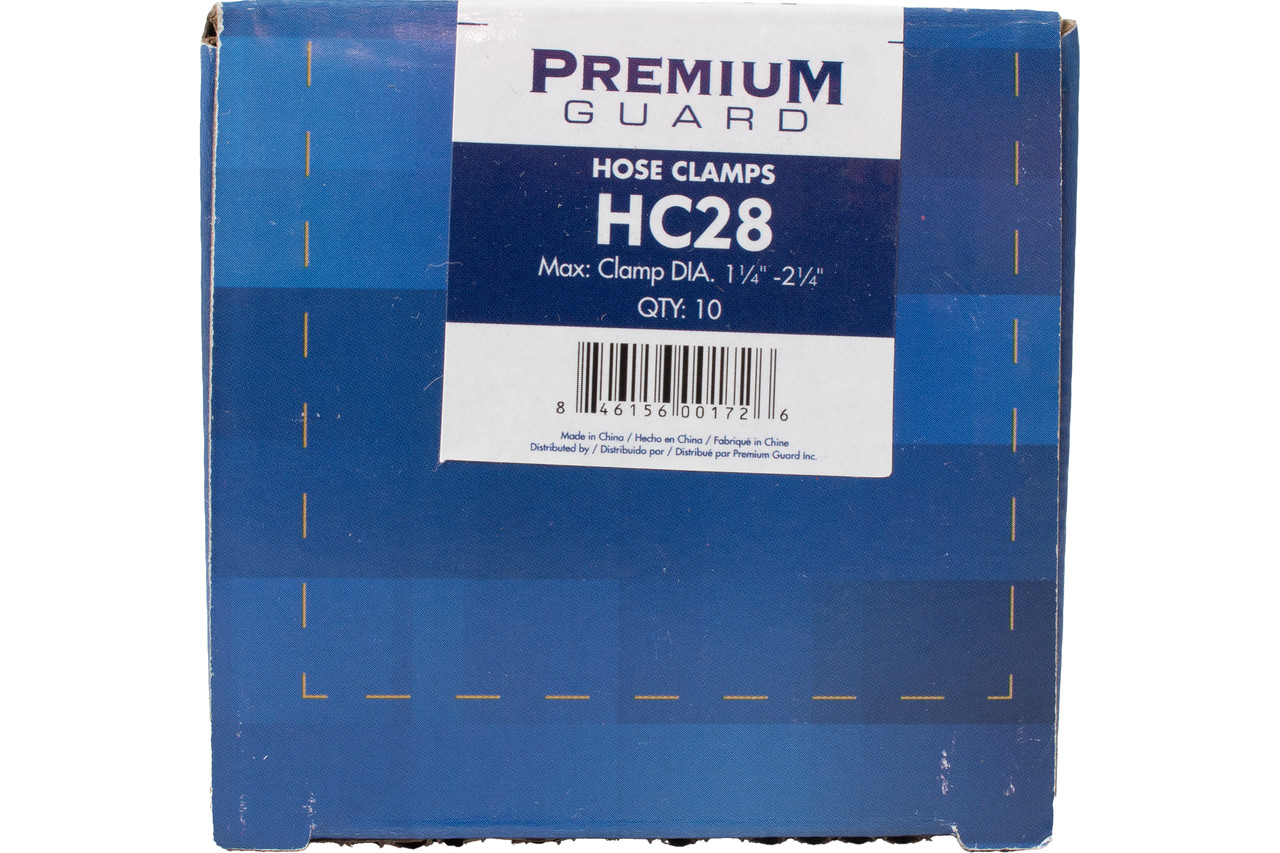 Premium Guard Hose Clamps Clamp Diameter Range 1 1/4" - 2 1/4" Model Number HC28