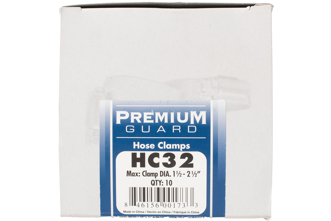 Premium Guard Hose Clamps Clamp Diameter Range 1-1/2" - 2-1/2" Model Number HC32