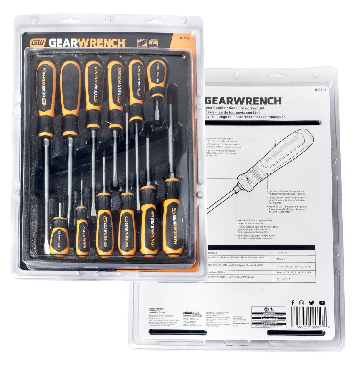 Apex Tool Group GearWrench 12 PC Combination Screwdriver Set Model Number 80051H