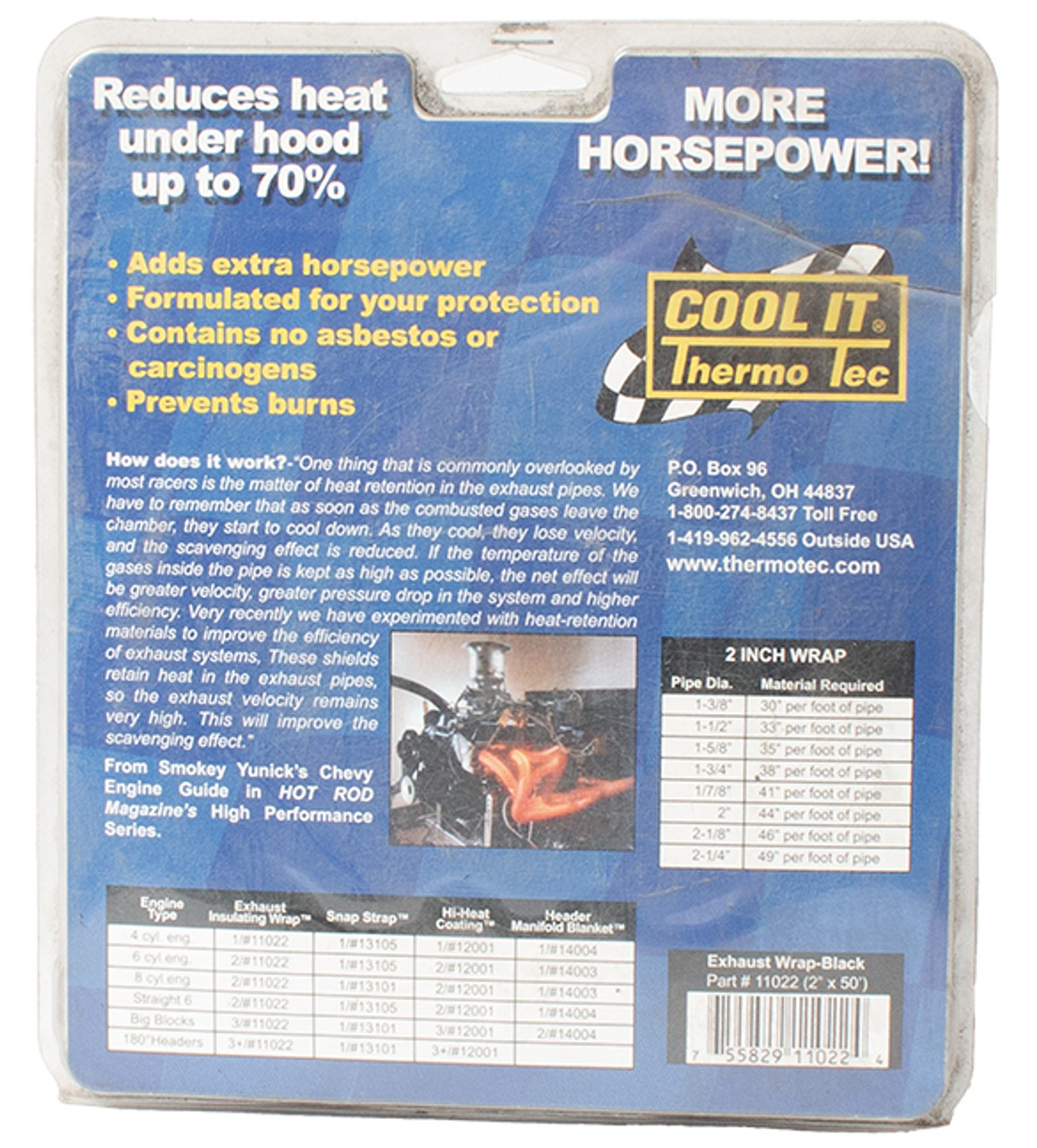 Cool It Thermo Tec Exhaust Insulating Wrap Graphite Black 2-in x 50ft Item 11022