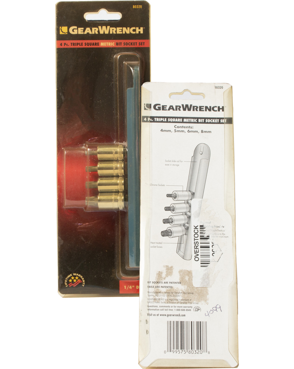 Gearwrench 4PC 1/4" Drive Metric Triple Square Bit Socket Set Model Number 80320