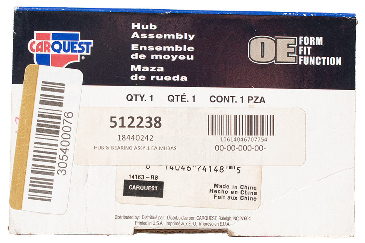 Carquest Rear Hub Bearing Assembly Fits 2001-2005 Saturn L300 Part Number 512238