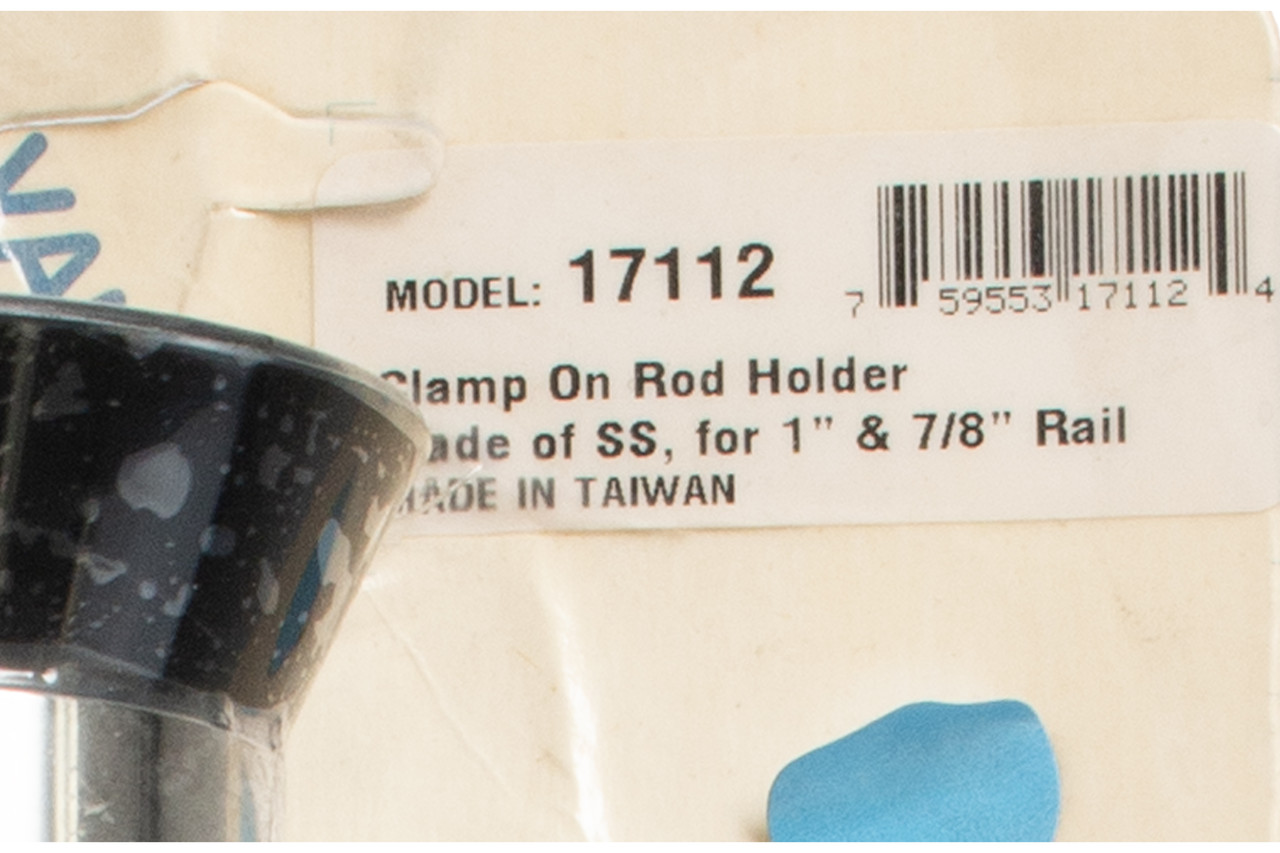 Valmar 304 Stainless Steel Clamp-On Rod Holder Fits 1in X 7/8in Rail Model 17112
