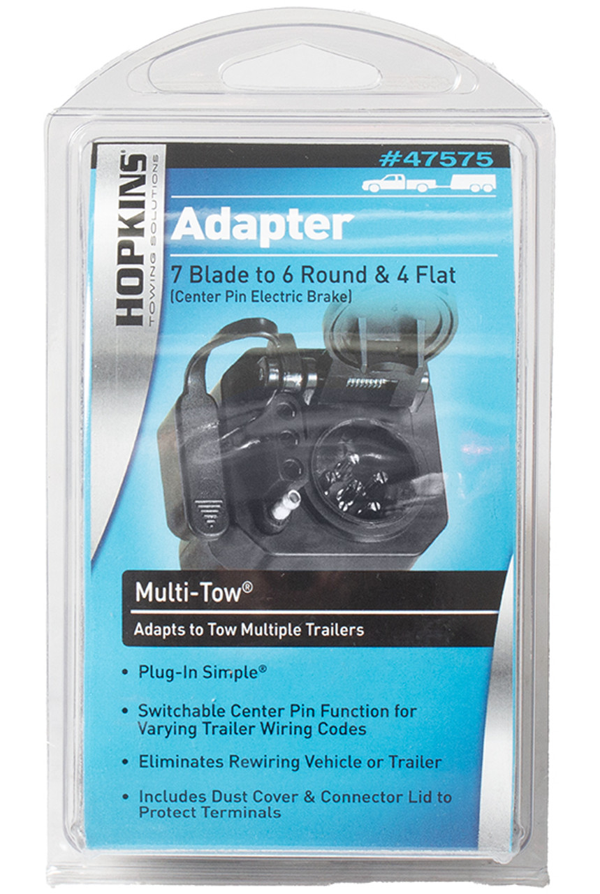 Hopkins Towing Solution Multi-Tow 7 Blade x 6 Round 4 Flat Adapter Part ID 47575