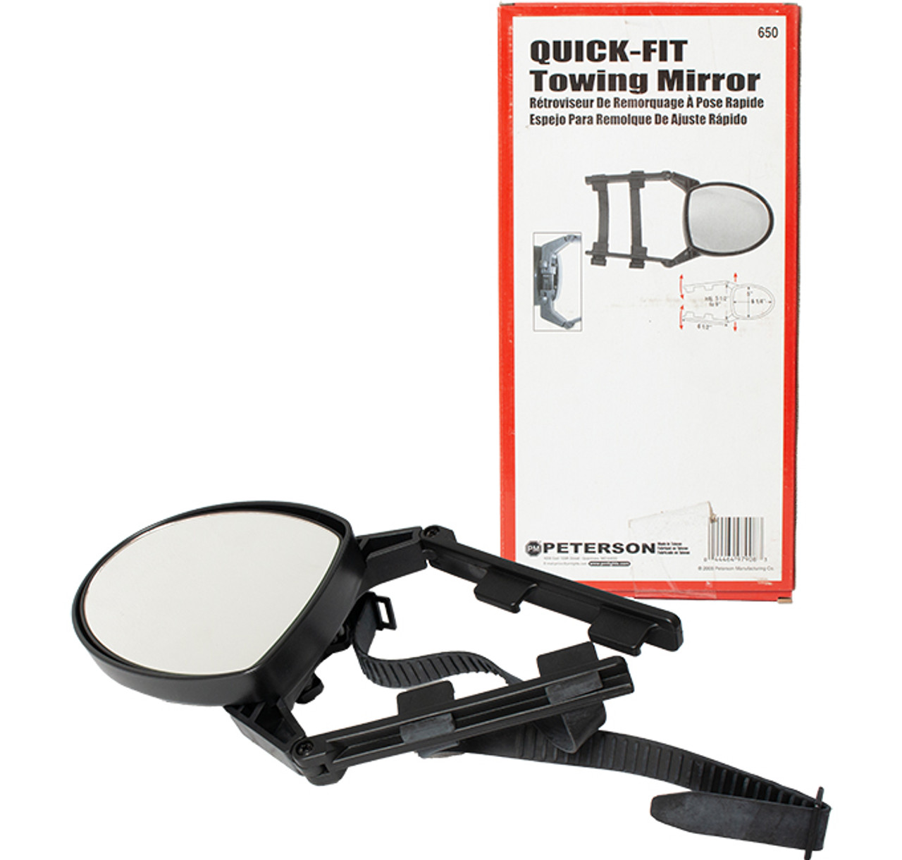 Peterson Quick-Fit Towing Mirror 1x Fit Various Vehicle Models Black Part ID 650