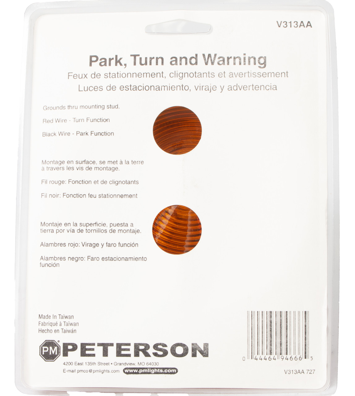 Peterson Combo Turn Signal Parking Warning Light Fits Trailers RVs Trucks V313AA
