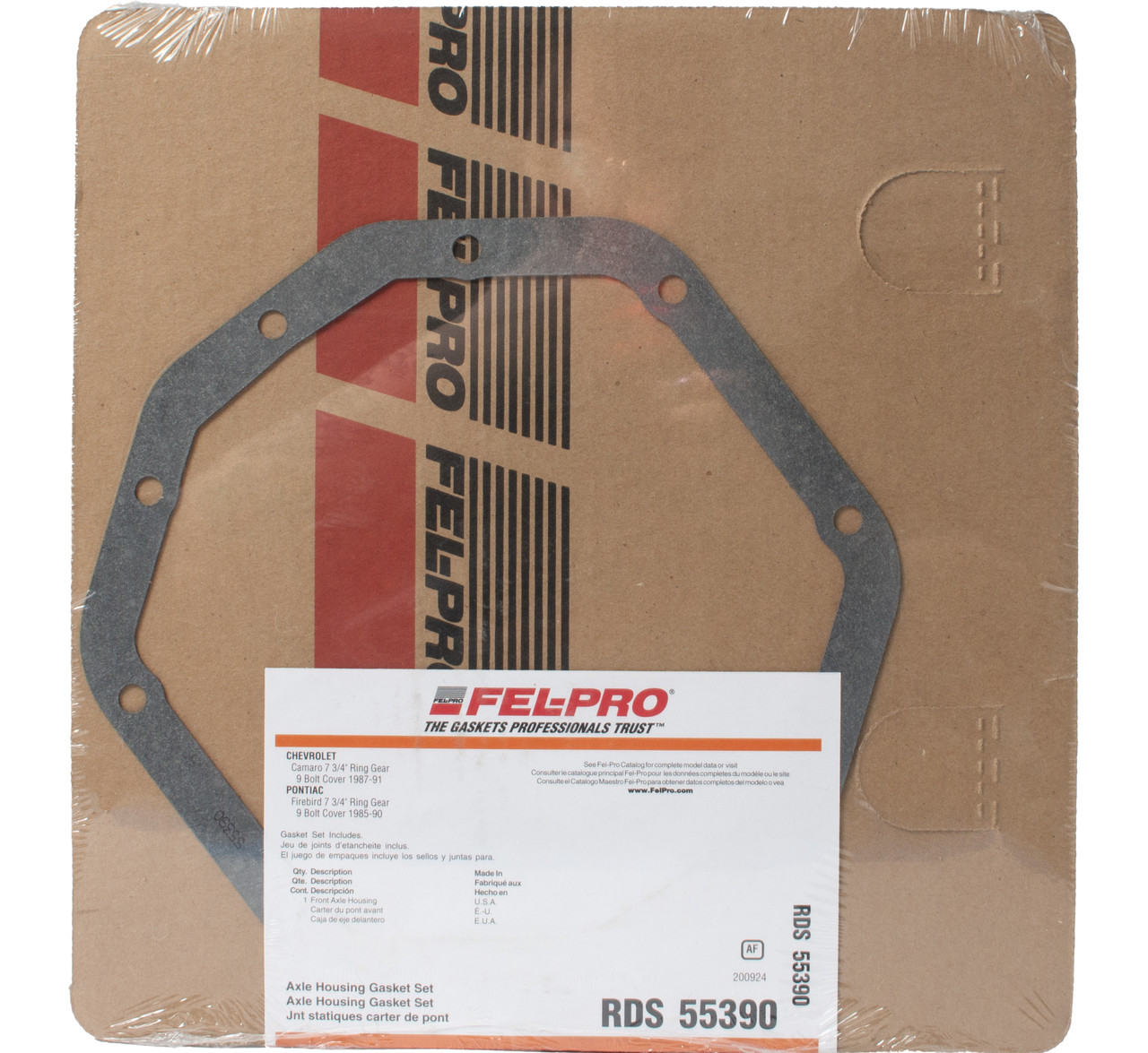 FelPro Rear Axle Housing Gasket Set Fits 1987-90 Chevrolet Camaro Model RDS55390