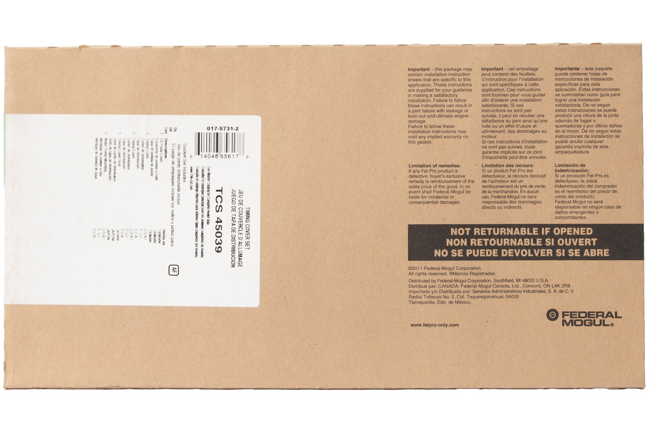 FelPro Timing Cover Gasket Set Fits 94-95 Toyota Pickup 4 Runner L4 2.4 TCS45039 FelPro Timing Cover Gasket Set Fits 94-95 Toyota Pickup 4 Runner L4 2.4 TCS45039