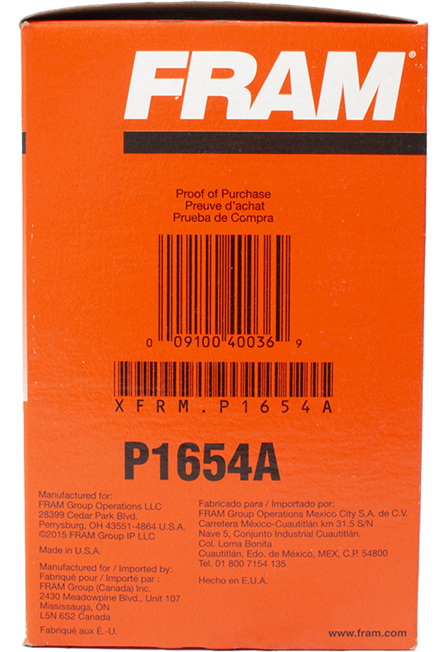 FRAM Replacement Hydraulic Oil Filter Fits Excavator Loader Tractors Part P1654A
