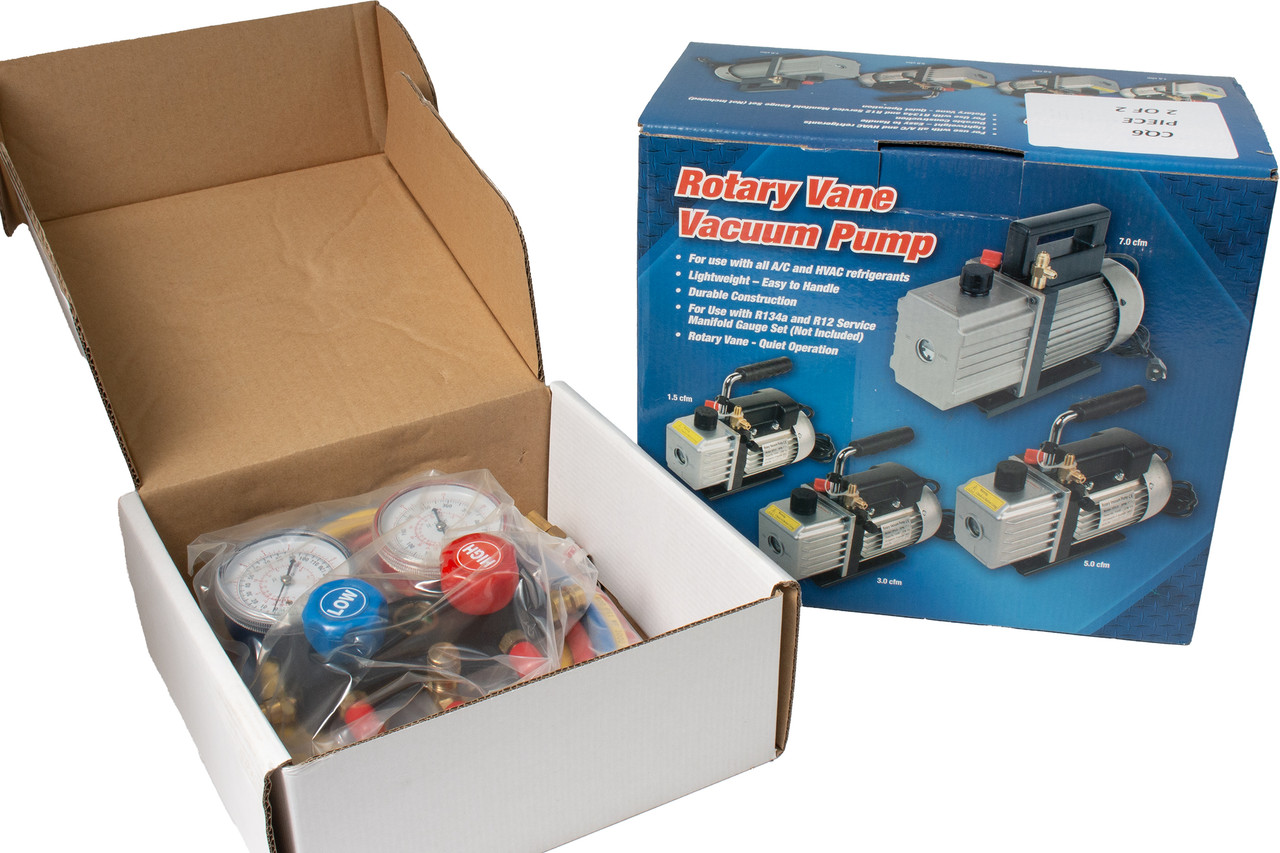 FJC Air Condition Products Rotary Vane R134a Vacuum Pump Gauges Set Model ID CQ6