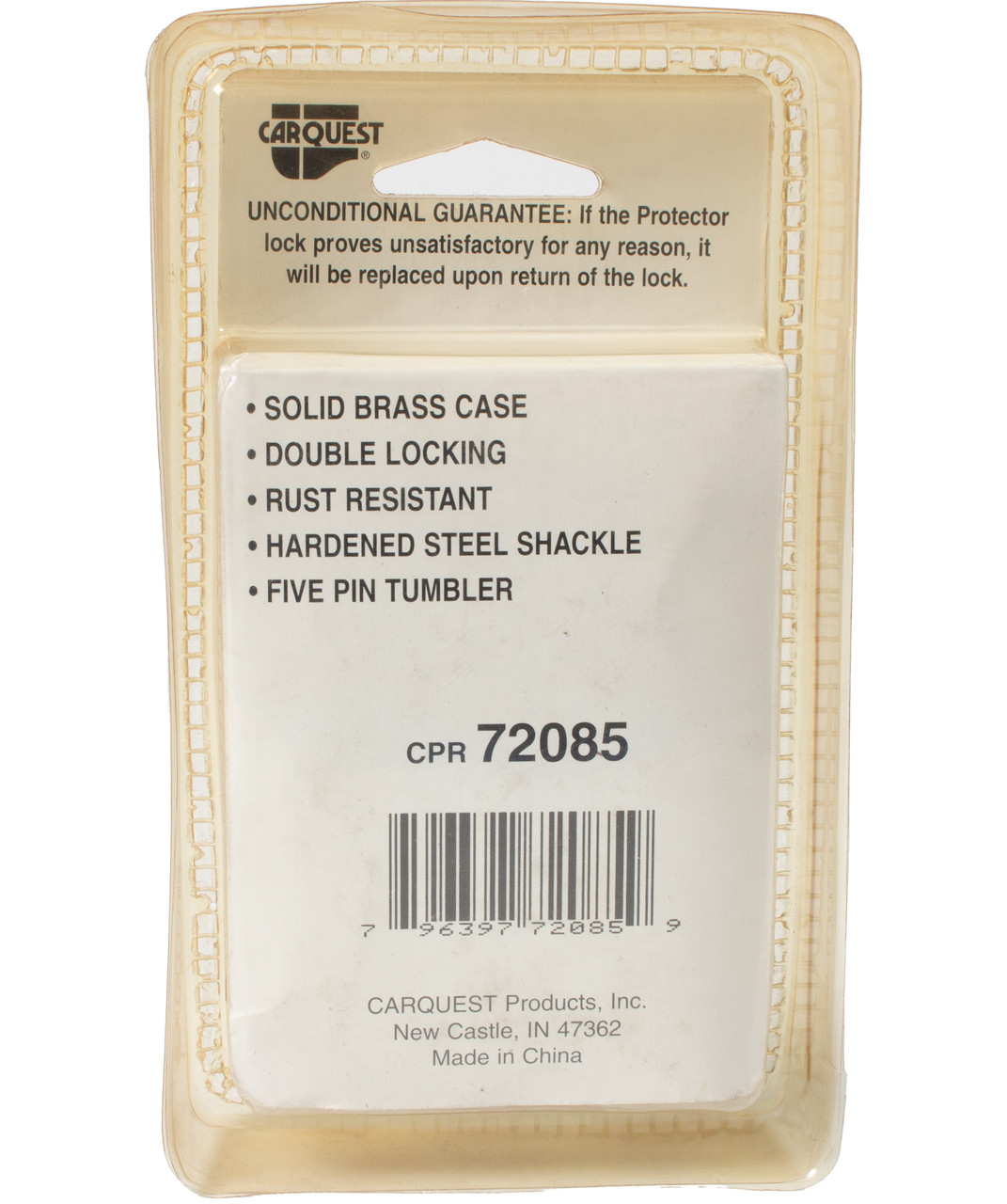 Carquest The Protector Security Pad Lock 2 Keys 1-1/2 In Brass Part Number 72085