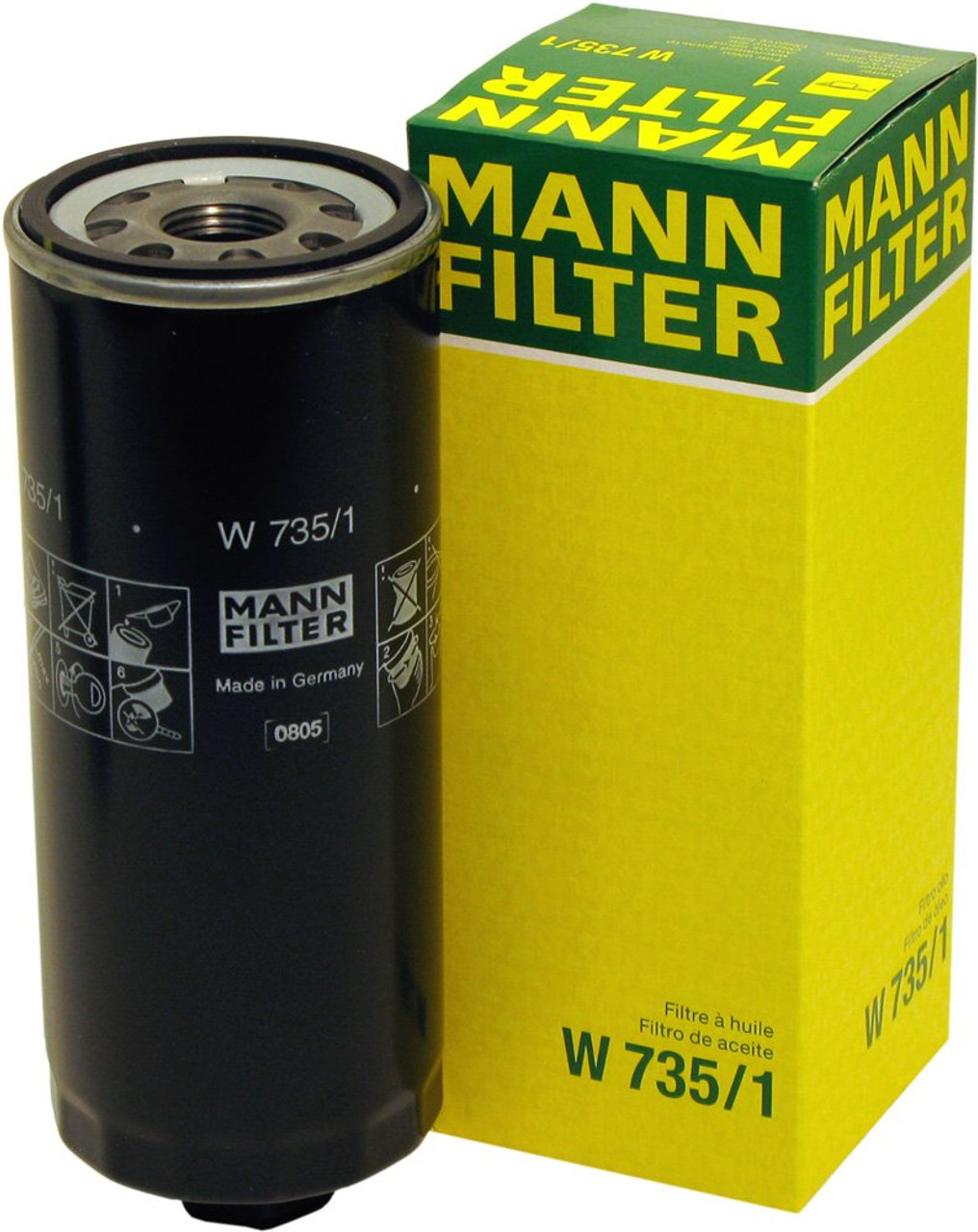 Mann-Filter Spin-on Oil Filter Fits 1988-1994 Audi V8 1994-1997 Audi A6 W735/1