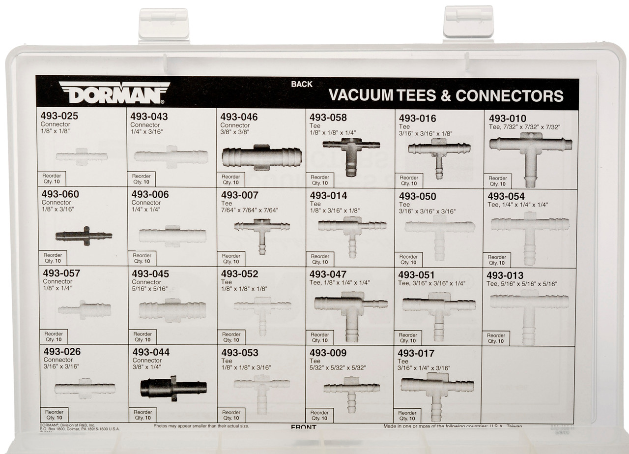 Dorman - Autograde 115 Piece 23 Sku Vacuum Tees/Connectors General Maintenance Tech Tray 030-496 Fits -