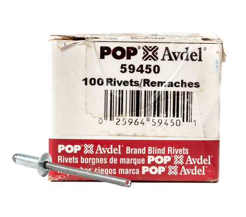 POP Avdel 100 Pack Plated Steel Rivet 5/32" Diameter 3/16"-1/4" Grip Range 59450