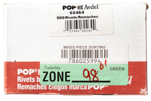 POP Avdel Aluminum Blind Rivets 500 Pc 3/16" Diameter 1/8"-1/4" Grip Range 60464