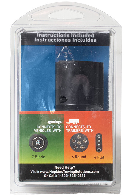 Hopkins Towing Solution Multi-Tow 7 Blade x 6 Round 4 Flat Adapter Part ID 47575