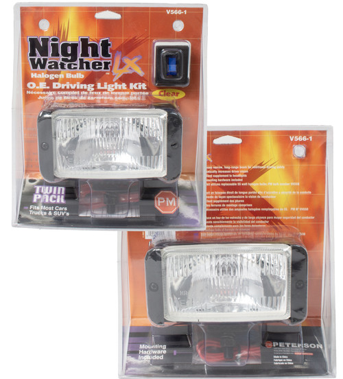 Peterson Night Watcher OE Driving Light Kit Clear Halogen Twin Pack Model V566-1