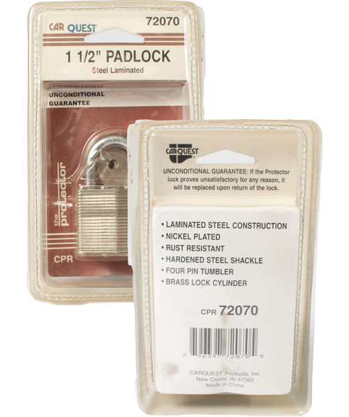 Carquest The Protector CPR Pad Lock 1-1/2 inch Steel Laminated Item Number 72070