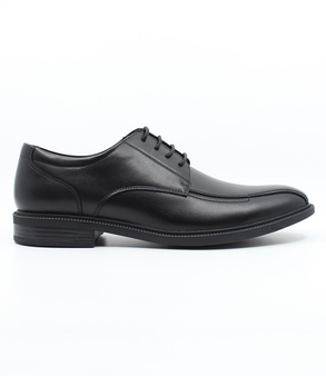 Side view of the WAVE black lace‑up showing smooth upper and rounded toe.