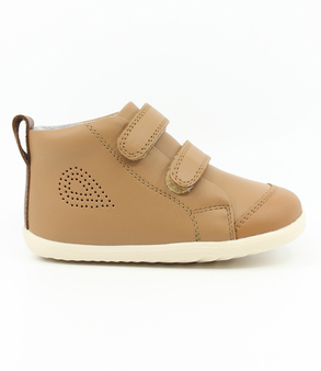 Hi Court showing the caramel leather upper, padded collar and multiple straps.