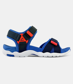 Navy and red kids sport sandal with dual self-fastening straps and flexible sole