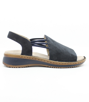 Blau leather slingback sandal with peep-toe front and flexible side-stitched sole
