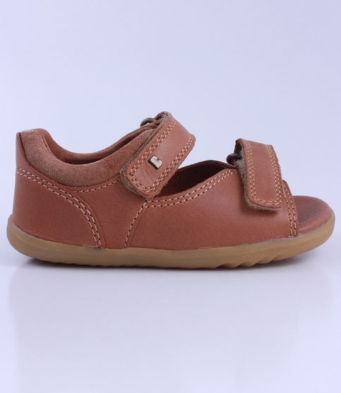 Driftwood showing the caramel leather straps, open toe and padded collar.