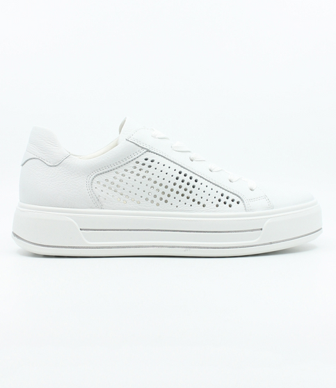 White leather sneaker with perforated side detail