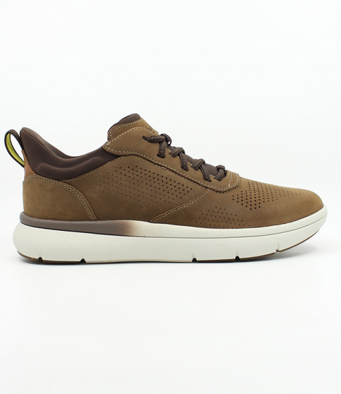 Brown mens leather lace up sneaker with perforated upper, Comfortech footbed and SupaStep heel design.