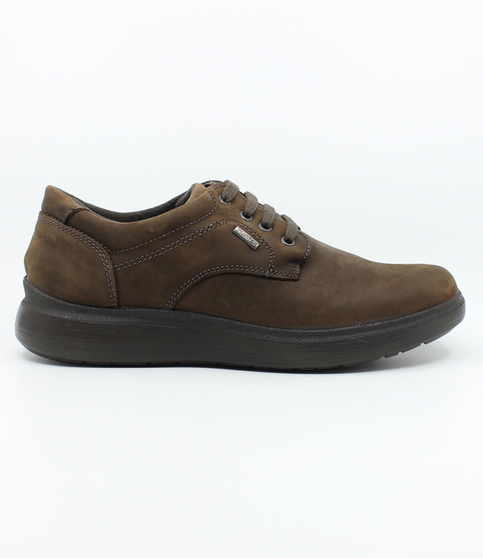 Café men’s leather lace‑up casual shoe with padded collar and cushioned sole.