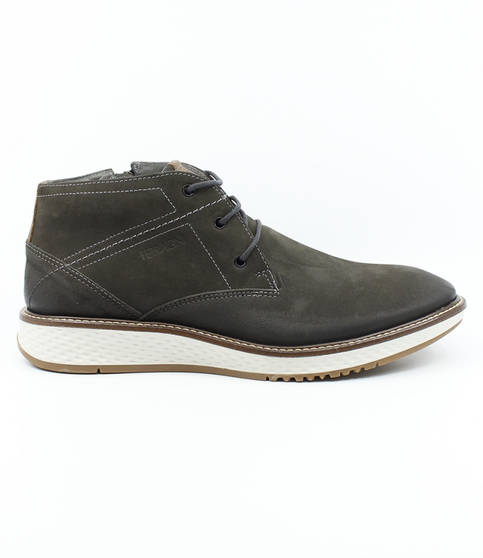 Petrol men’s leather mid‑cut casual boot with lace‑up front and cushioned sole.