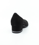 Back View of the Ara Graz Highsoft 38 in Schwarz — a women’s black suede pump with a rounded toe, low block heel, and subtle metallic accent at the heel base.