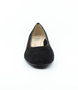 Front View of the Ara Graz Highsoft 38 in Schwarz — a women’s black suede pump with a rounded toe, low block heel, and subtle metallic accent at the heel base.