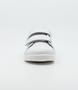 Front view of the Grass Court showing the white leather upper, white sole and double straps.