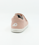 Back view of the Grass Court showing the pink leather upper, white sole and double straps.