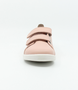 Front view of the Grass Court showing the pink leather upper, white sole and double straps.