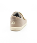 Back view of the Grass Court showing the taupe leather upper, white sole and double straps.