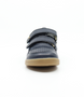 Front view of the Hunter showing the navy leather upper, orange detailing and double hook‑and‑loop straps.