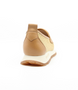 Back view showing the KANSAS tan woven loafer with raffia upper, almond toe and flexible sole.