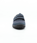 Front view of the HESNA 01 showing the navy leather upper, rounded toe and low-profile sole.