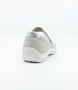 Back view of the HENNI 33 showing the silver leather-stretch upper, rounded toe and low-profile sole.