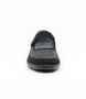 Front view of the HENNI 33 showing the black leather-stretch upper, rounded toe and low-profile sole.