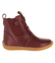 Red leather toddler ankle boot with side zip and rounded toe